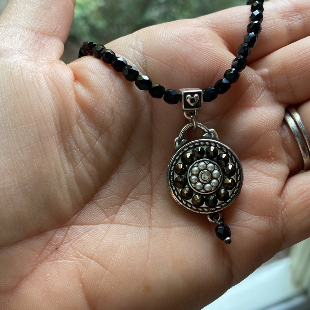 Brighton Reversible Black Beaded Silver-Plated Necklace